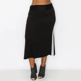 Sequin Side Contrast Foldover Midi Skirt Curve