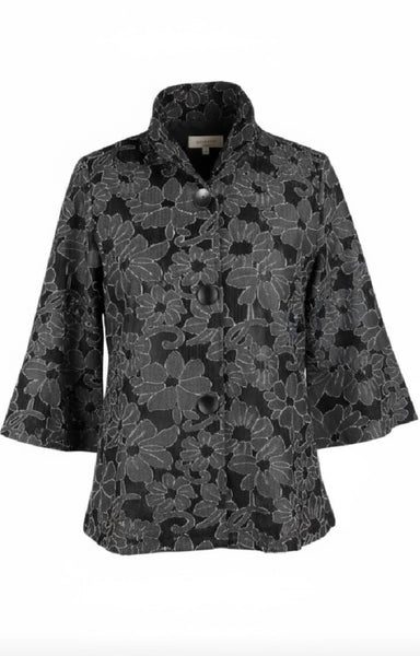 DAMEE FLORAL DENIM JACQUARD LACE JKT - 2466-BLK