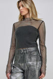 Rhinestones Mesh Top