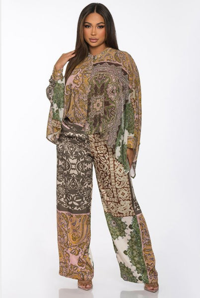 Multi Print Shirt and pants set