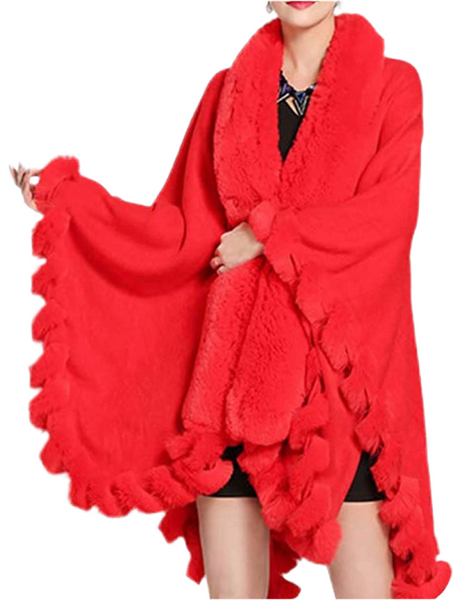 Luxury Thick Solid Faux Trimmed Fur Detailed Open Silhouette