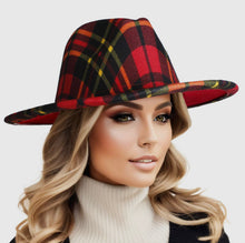 Load image into Gallery viewer, Red Plaid Fedora Hag