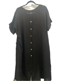 Back Buttons Down Linen Dress