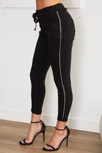 Load image into Gallery viewer, Rhinestone Side Stripe Crinkle Jogger