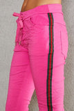 Green Red Ribbon Side Stripe Jogger Fuschia