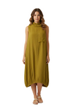 Mustard Crinkled Moonlight Dress D3532