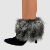 Faux Fur Leg Warmer  Brown, Multi Tone