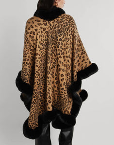 Luxury Thick Cheetah Pattern Faux Fur Cape