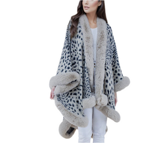 Faux Fur Shawl Sheetah Wrap Cape Stole