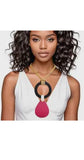 Long Fuchsia Tear Drop Pendant and earrings
