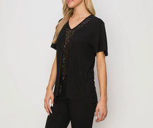 Load image into Gallery viewer, Sequin Inset Short Sleeve Top