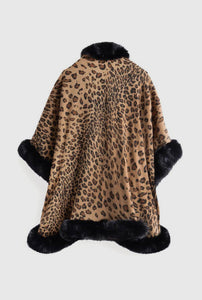 Luxury Thick Cheetah Pattern Faux Fur Cape