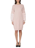 Sweater Knitted Dress with Faux Fur