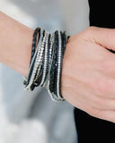 Beaded wrap bracelet in silver