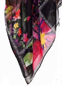 Floral patchwork rectangular foulard