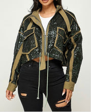 Load image into Gallery viewer, Sequin Olive Jacket