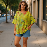 Tie Dye Linen Blouse
