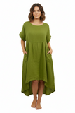 Back Buttons Down Linen Dress