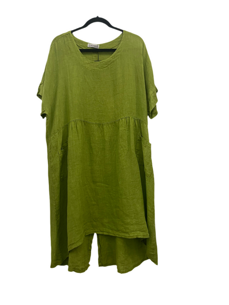 Back Buttons Down Linen Dress