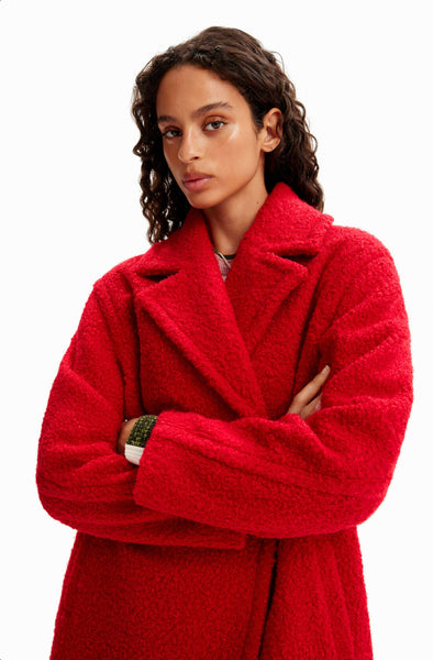 Double-breasted bouclé coat of