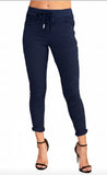 Rhinestone Side Stripe Crinkle Jogger
