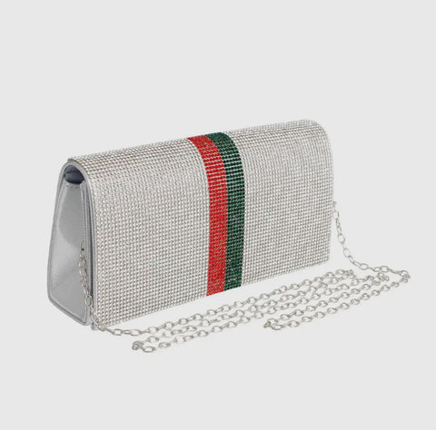 Silver Clutch with Stripe