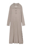 Wide Collar Knit Long Sleeve Dress