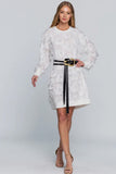 Feather Fringe Long Sleeve Mini Dress