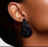 Stud Black Embellished Teardrop Earrings