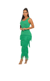 Solid Sleeveless Dress w/ Fringes