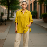 Linen Button Down Blouse -women