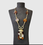 Long Tortoise & Gold Link Pendant