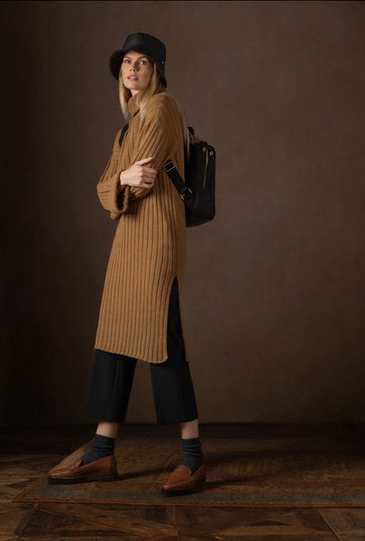 Ribbed Knit Long Sleeve Midi Dress