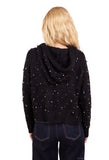 Silver Beaded Knit Crop Zip Up Hoodie