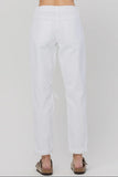 High Rise White Distressed Mom Jeans