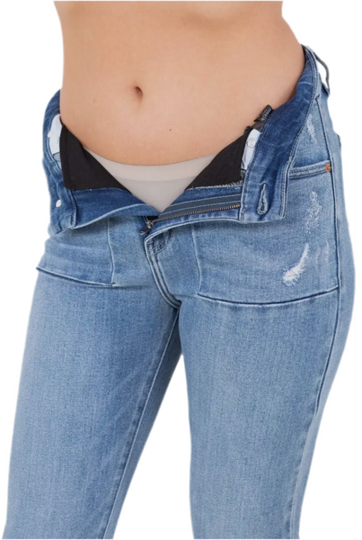 Mesh Tummy Control High Rise Flare Jeans