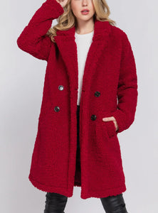 Long Sleeve Double Breasted Teddy Coat