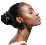Stud Black Embellished Teardrop Earrings