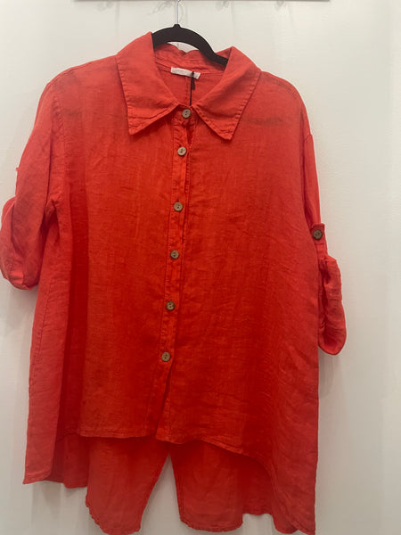 Linen Button Down Blouse -women