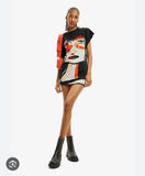 Arty face T-shirt dress women