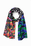 Floral patchwork rectangular foulard