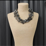 Multi Strand Beaded Pearl Collar Necklace