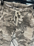 Camouflage Crinkle Jogger pants w/ Sequin Patches