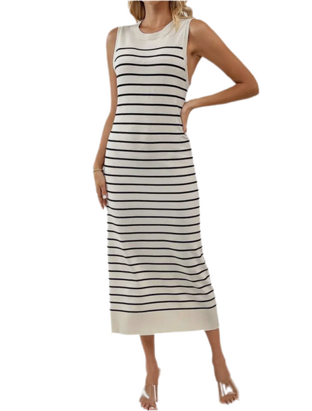 Striped Sleeveless Midi Dress