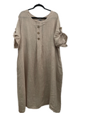 3 Button Linen Dress