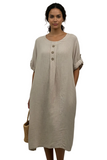 3 Button Linen Dress