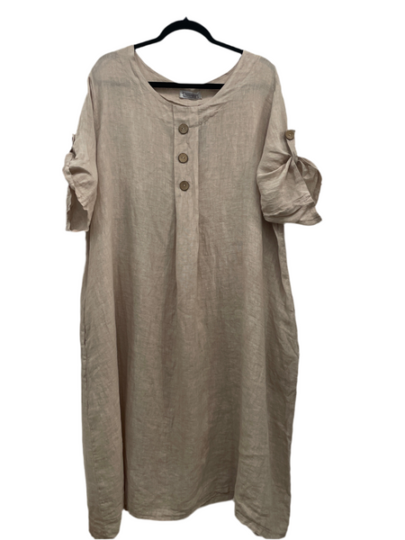 3 Button Linen Dress