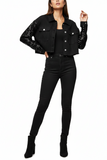 Sequin Sleeves Denim Cropped Jacket