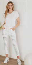 Load image into Gallery viewer, White Sequin Crinkle Jogger pants