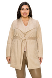 Suede Feel Long Coat Curvy